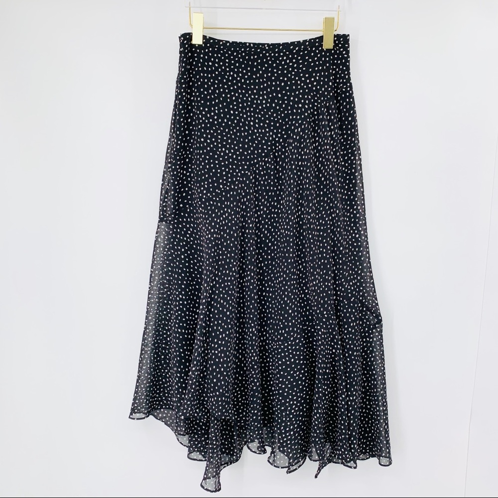 CABI 6 Black polkadot maxi skirt
